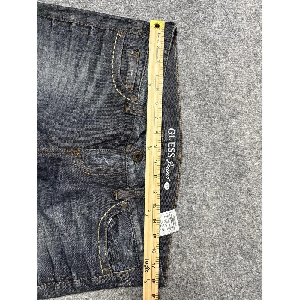 GUESS Jeans Mens 31x33 Blue Straight Regular Fit Distressed Denim Casual